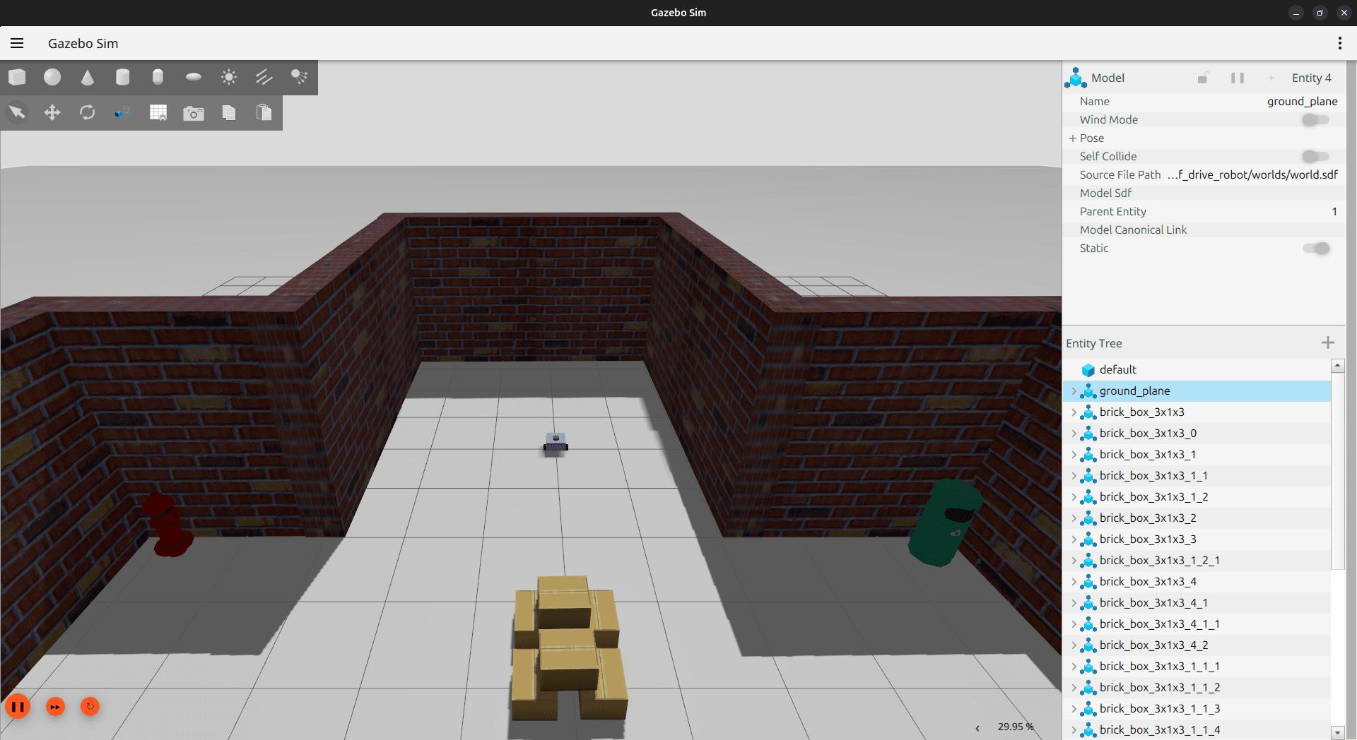 Differential drive robot simulation in Gazebo Harmonic