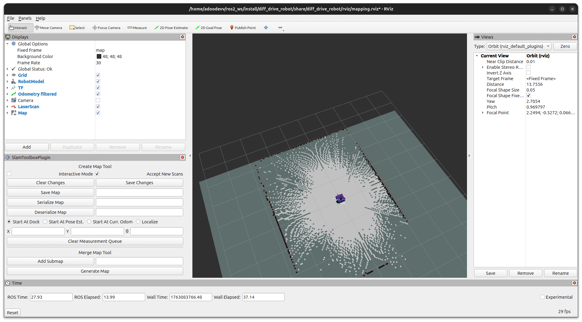 SLAM mapping visualization in RViz